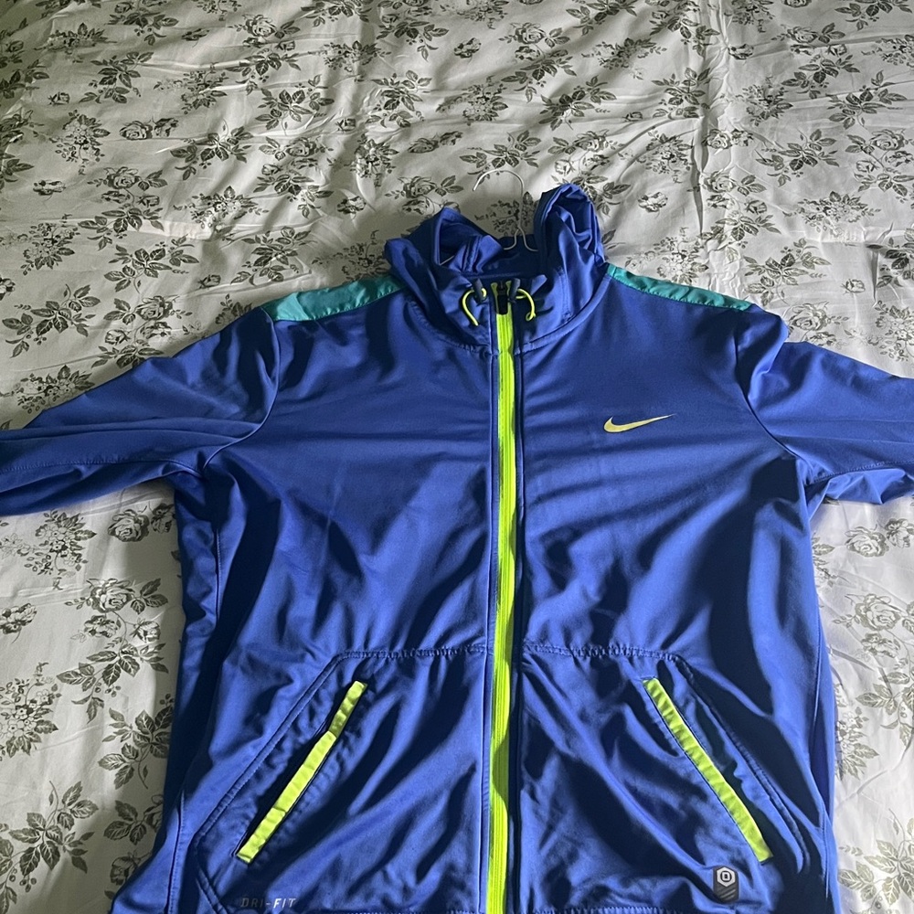 Nike Blue Performance Jacket with Neon Yellow Accents